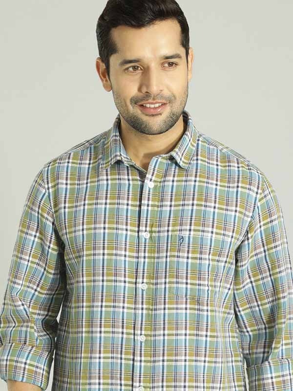 Indian Terrain Men Checkered Green Shirt